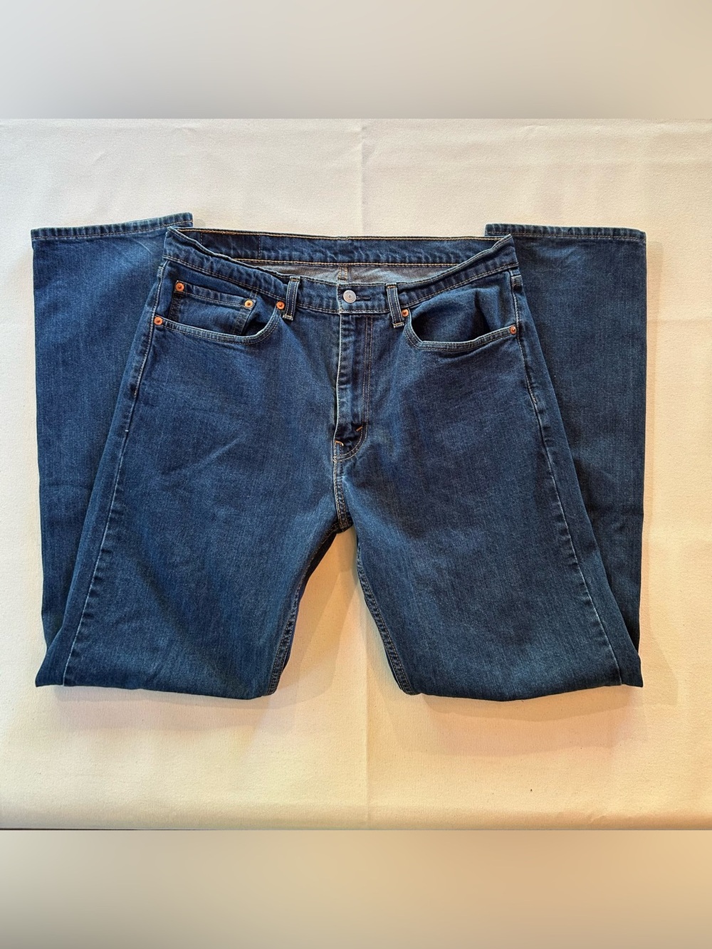 Levi's 505 Regular Fit Straight Leg Men's Blue Jeans 34x32 - Picture 2 of 10